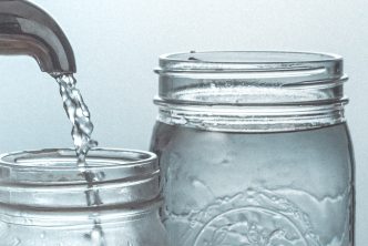 clear glass jar with water