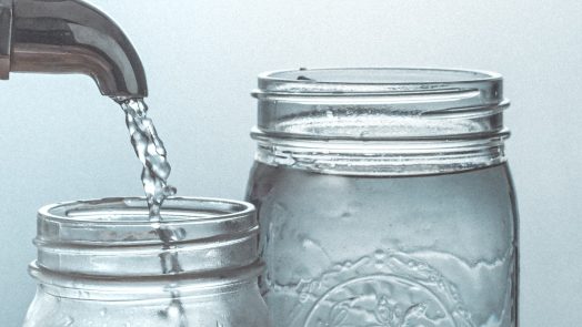 clear glass jar with water