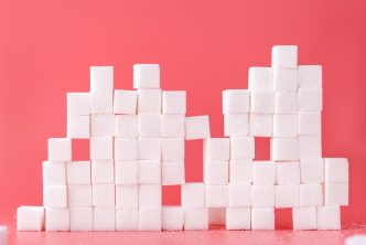 white sugar cube forming lines