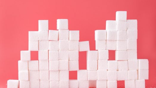 white sugar cube forming lines