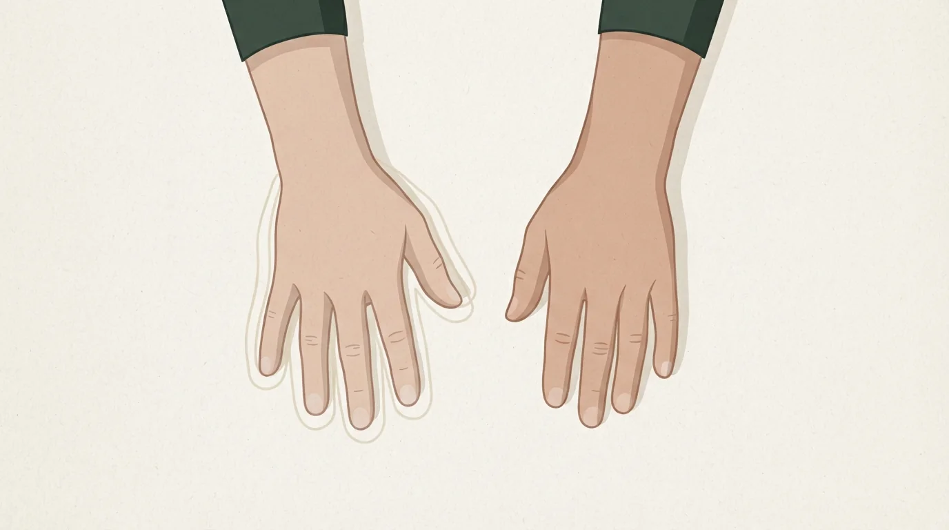 Illustration von Händen mit versetzten Konturlinien als Symbol für Zittern
