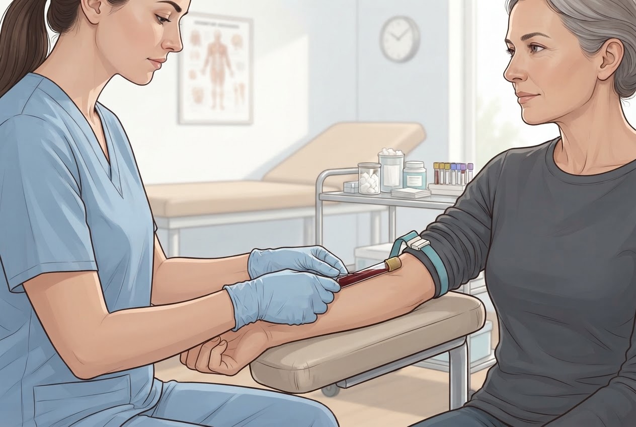 Medizinisches Fachpersonal nimmt venöses Blut für eine Laboruntersuchung ab.
